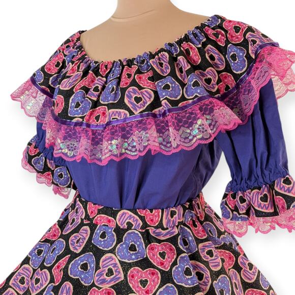 Donuts Square Dancing Dress ~ Pink Purple iridescent Lace whimsical - Picture 2 of 12